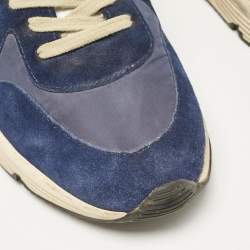 Golden Goose Navy Blue Nylon and Suede Lace Up Sneakers Size 46