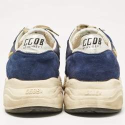 Golden Goose Navy Blue Nylon and Suede Lace Up Sneakers Size 46