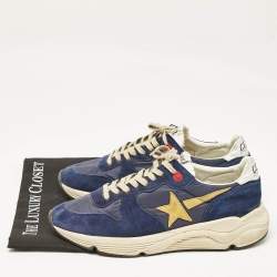 Golden Goose Navy Blue Nylon and Suede Lace Up Sneakers Size 46