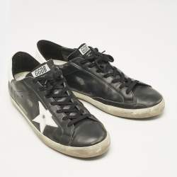 Pre Owned Golden Goose Black/White Leather Superstar Low Top Sneakers Size 46