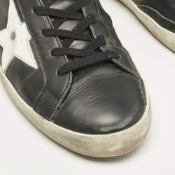 Pre Owned Golden Goose Black/White Leather Superstar Low Top Sneakers Size 46