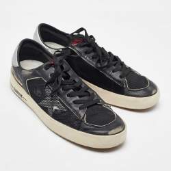 Golden Goose Black/Silver Leather and Mesh Stardan Low Top Sneakers Size 44