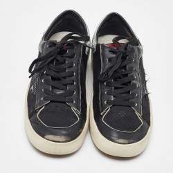 Golden Goose Black/Silver Leather and Mesh Stardan Low Top Sneakers Size 44