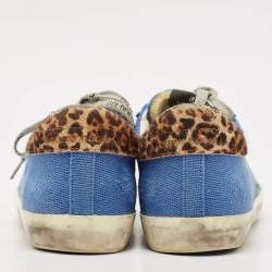 Pre Owned Golden Goose Blue Canvas and Calf Hair Dream Lace Up Sneakers Size 40