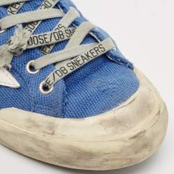 Pre Owned Golden Goose Blue Canvas and Calf Hair Dream Lace Up Sneakers Size 40