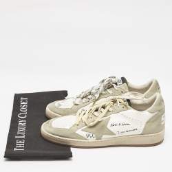 Pre Owned Golden Goose Grey/White Leather and Suede Ballstar Lace Up Sneakers Size 43