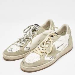 Pre Owned Golden Goose Grey/White Leather and Suede Ballstar Lace Up Sneakers Size 43