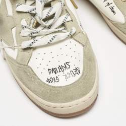 Pre Owned Golden Goose Grey/White Leather and Suede Ballstar Lace Up Sneakers Size 43