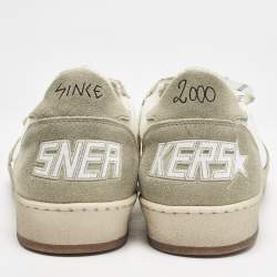 Pre Owned Golden Goose Grey/White Leather and Suede Ballstar Lace Up Sneakers Size 43