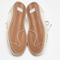 Pre Owned Golden Goose Grey/White Leather and Suede Ballstar Lace Up Sneakers Size 43