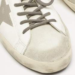 Golden Goose White/Green Leather and Suede Super Star Sneakers Size 43