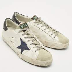 Golden Goose White Leather and Suede Superstar Low Top Sneakers Size 43