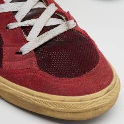 Golden Goose Burgundy Suede and Metallic Mesh Mid Star Sneakers Size 42