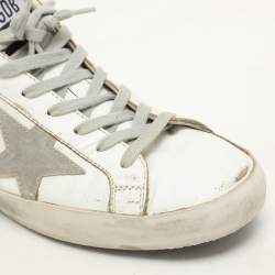 Pre Owned Golden Goose Blue/White Leather Super Star Low Top Sneakers Size 42
