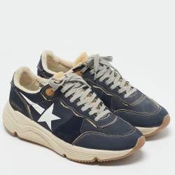 Golden Goose Blue/White Leather Running Sole Low Top Sneakers Size 40
