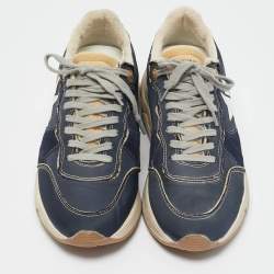 Golden Goose Blue/White Leather Running Sole Low Top Sneakers Size 40