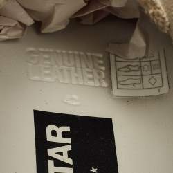 Pre Owned Golden Goose White/Navy Blue Leather Super Star Sneakers Size 42