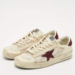 Golden Goose White/Purple Suede and  Leather Stardan Lace Up Sneakers Size 43