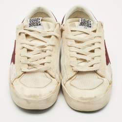 Golden Goose White/Purple Suede and  Leather Stardan Lace Up Sneakers Size 43