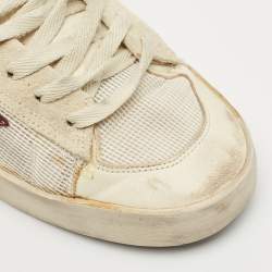 Golden Goose White/Purple Suede and  Leather Stardan Lace Up Sneakers Size 43