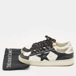 Pre Owned Golden Goose Black/White Leather Stardan Low Top Sneakers Size 42