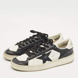 Pre Owned Golden Goose Black/White Leather Stardan Low Top Sneakers Size 42