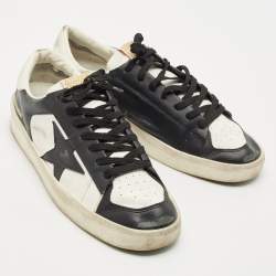 Pre Owned Golden Goose Black/White Leather Stardan Low Top Sneakers Size 42