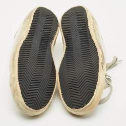 Pre Owned Golden Goose White Nubuck and Leather Super Star Sneakers Size 41