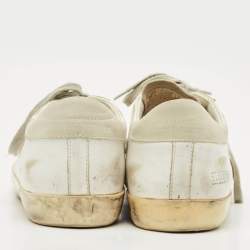 Pre Owned Golden Goose White Nubuck and Leather Super Star Sneakers Size 41