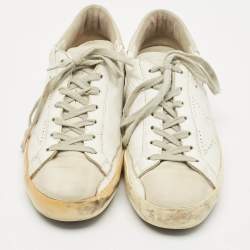 Pre Owned Golden Goose White Nubuck and Leather Super Star Sneakers Size 41