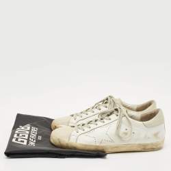 Pre Owned Golden Goose White Nubuck and Leather Super Star Sneakers Size 41