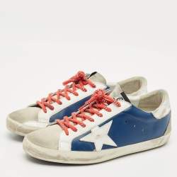Pre Owned Golden Goose Multicolor Leather And Suede Superstar Low Top Sneakers Size 42