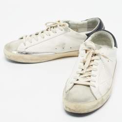 Pre Owned Golden Goose White/Black Leather and Suede  Superstar Sneakers Size 42