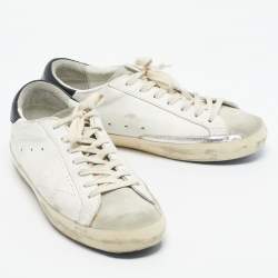 Pre Owned Golden Goose White/Black Leather and Suede  Superstar Sneakers Size 42