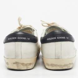 Pre Owned Golden Goose White/Black Leather and Suede  Superstar Sneakers Size 42