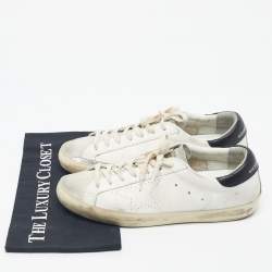 Pre Owned Golden Goose White/Black Leather and Suede  Superstar Sneakers Size 42