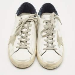 Pre Owned Golden Goose White/Black Leather and Suede  Superstar Sneakers Size 40