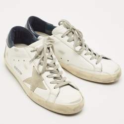 Pre Owned Golden Goose White/Black Leather and Suede  Superstar Sneakers Size 40