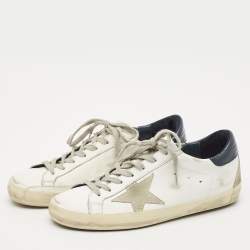 Pre Owned Golden Goose White/Black Leather and Suede  Superstar Sneakers Size 40