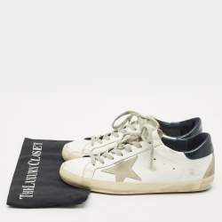 Pre Owned Golden Goose White/Black Leather and Suede  Superstar Sneakers Size 40