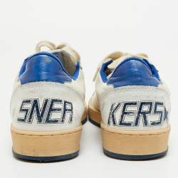 Pre Owned Golden Goose White/Blue Leather Superstar Low Top Sneakers Size 39