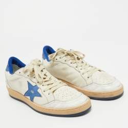 Pre Owned Golden Goose White/Blue Leather Superstar Low Top Sneakers Size 39