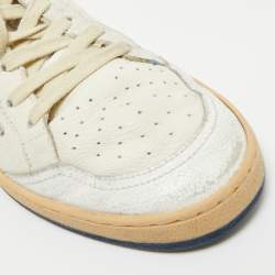 Pre Owned Golden Goose White/Blue Leather Superstar Low Top Sneakers Size 39