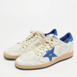 Pre Owned Golden Goose White/Blue Leather Superstar Low Top Sneakers Size 39
