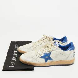 Pre Owned Golden Goose White/Blue Leather Superstar Low Top Sneakers Size 39