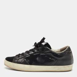 Pre Owned Golden Goose Black Suede and Leather Superstar Low Top Sneakers Size 39