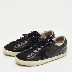 Pre Owned Golden Goose Black Suede and Leather Superstar Low Top Sneakers Size 39