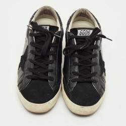 Pre Owned Golden Goose Black Suede and Leather Superstar Low Top Sneakers Size 39