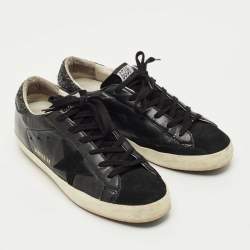 Pre Owned Golden Goose Black Suede and Leather Superstar Low Top Sneakers Size 39