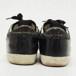 Pre Owned Golden Goose Black Suede and Leather Superstar Low Top Sneakers Size 39